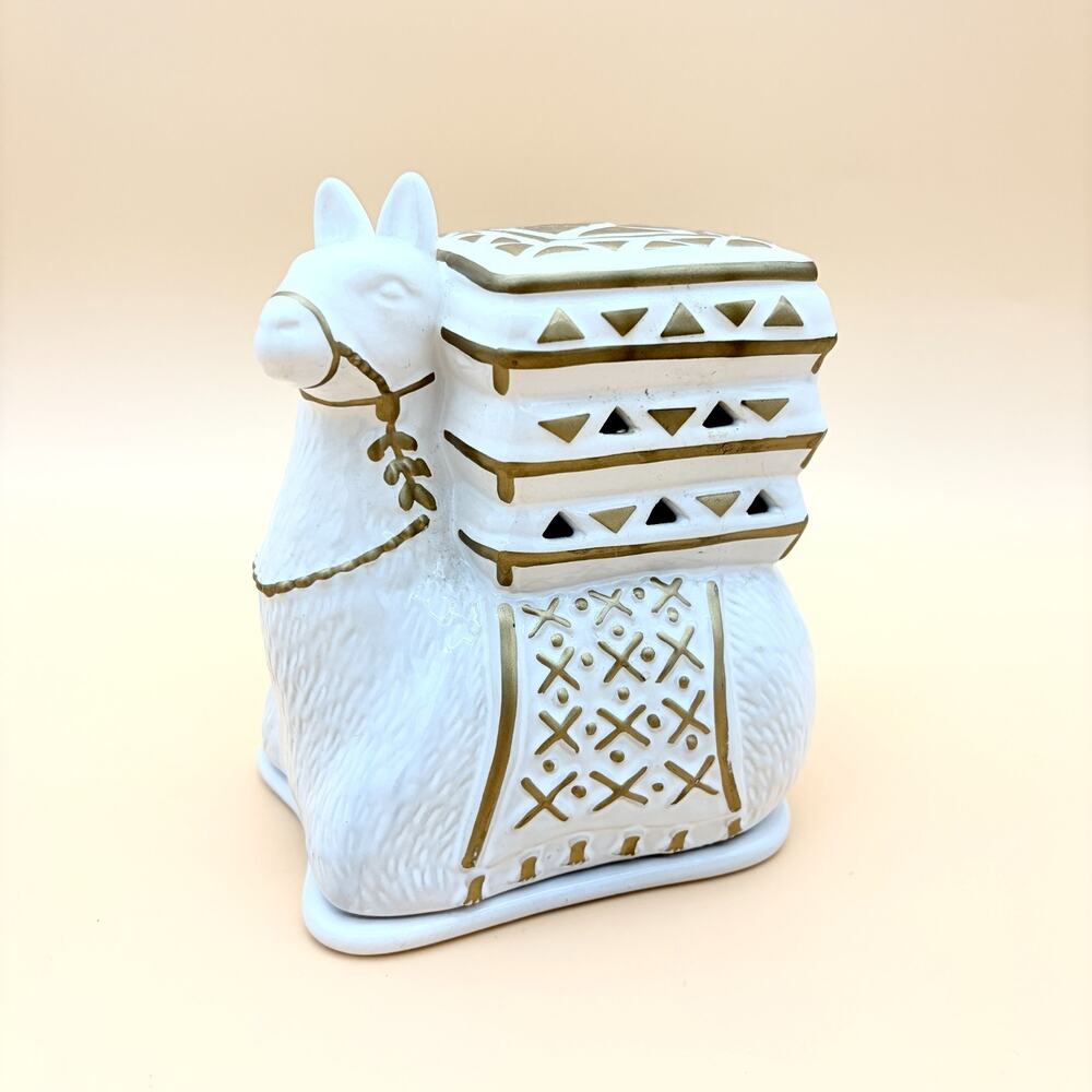 Ceramic Llama Lamp White Gold Better Homes Gardens 6" Alpaca Night Light Decor